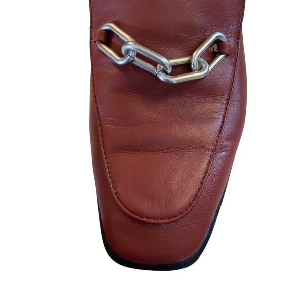Rag Bone Aslen Leather Loafers Sz 37.5 Russet Red Chain Accent Classic Old Money - Picture 12 of 15
